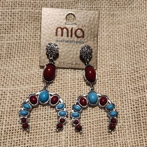🔥3 For 10🔥 Mia Inspirations Red and Blue Crescent Earrings